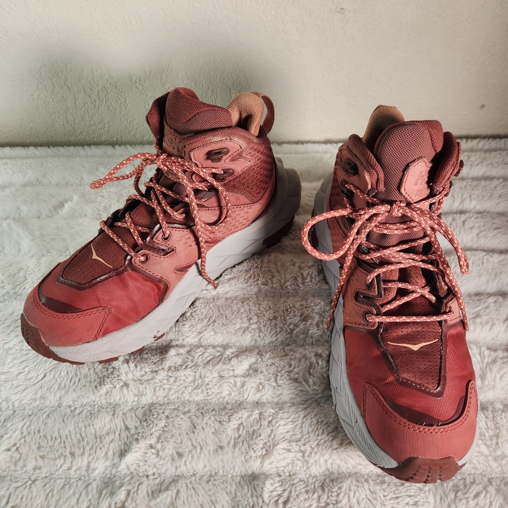 Hoka One Women's Anacapa Mid GTX Hot Sauce/Cherry Mahogany Hiking Shoe Sz 6.5B